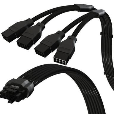  600W PCIe 5.0 16Pin（12+4）大電流電源線16AWG，尼龍編網 4x8Pin PCIe 4.0 PSU |與RTX40和RTX30 FE GPU相容