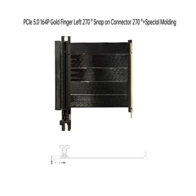 PCIe 5.0 164P 覆膜線 金手指左角270° 對 卡扣式連接器270°+特殊成型