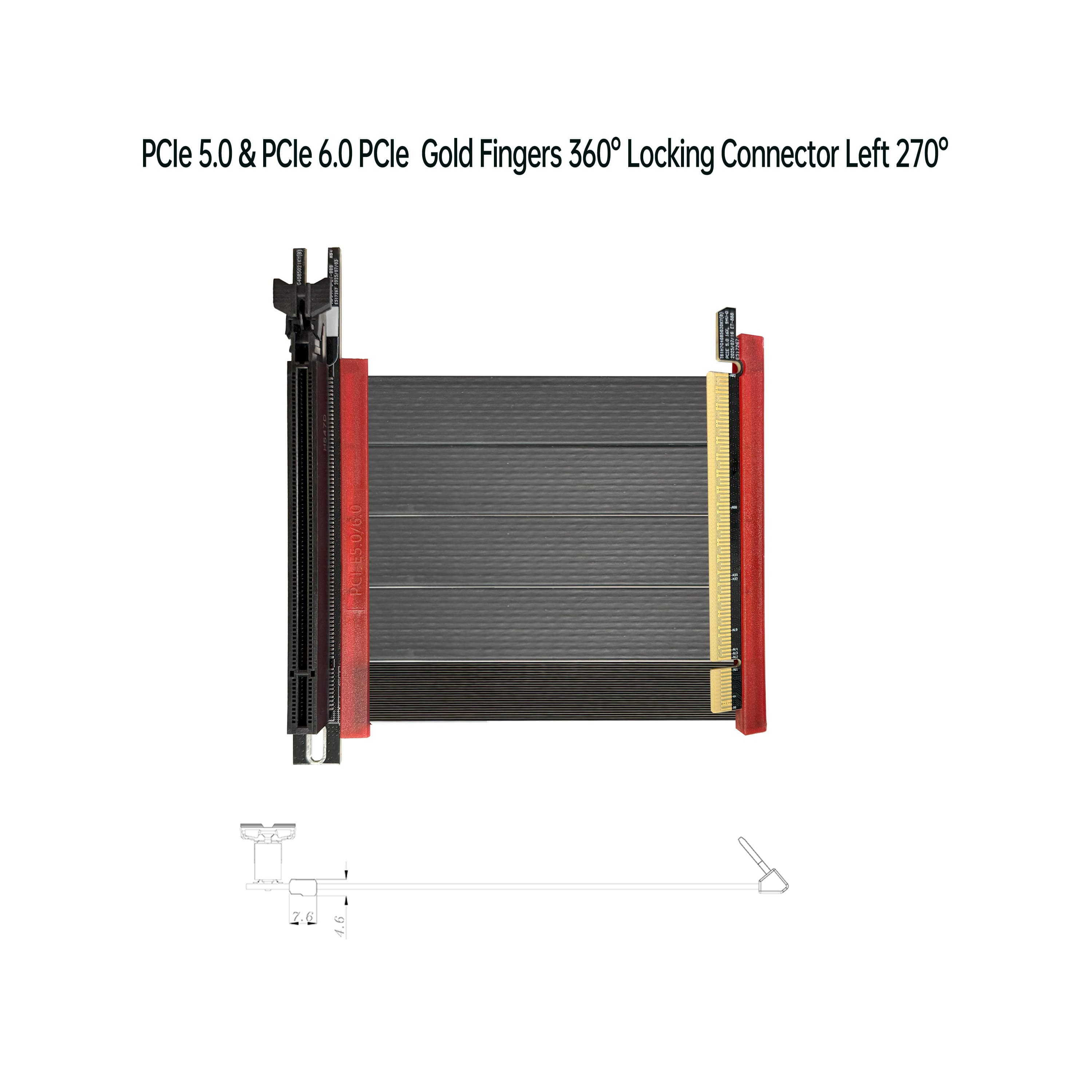 PCIe GEN-5 & GEN-6 金手指 360°對 卡扣式連接器左角 270°