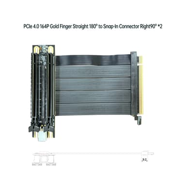 PCIe 4.0 164P 金手指 直180° 對 卡扣式連接器右角90° *2