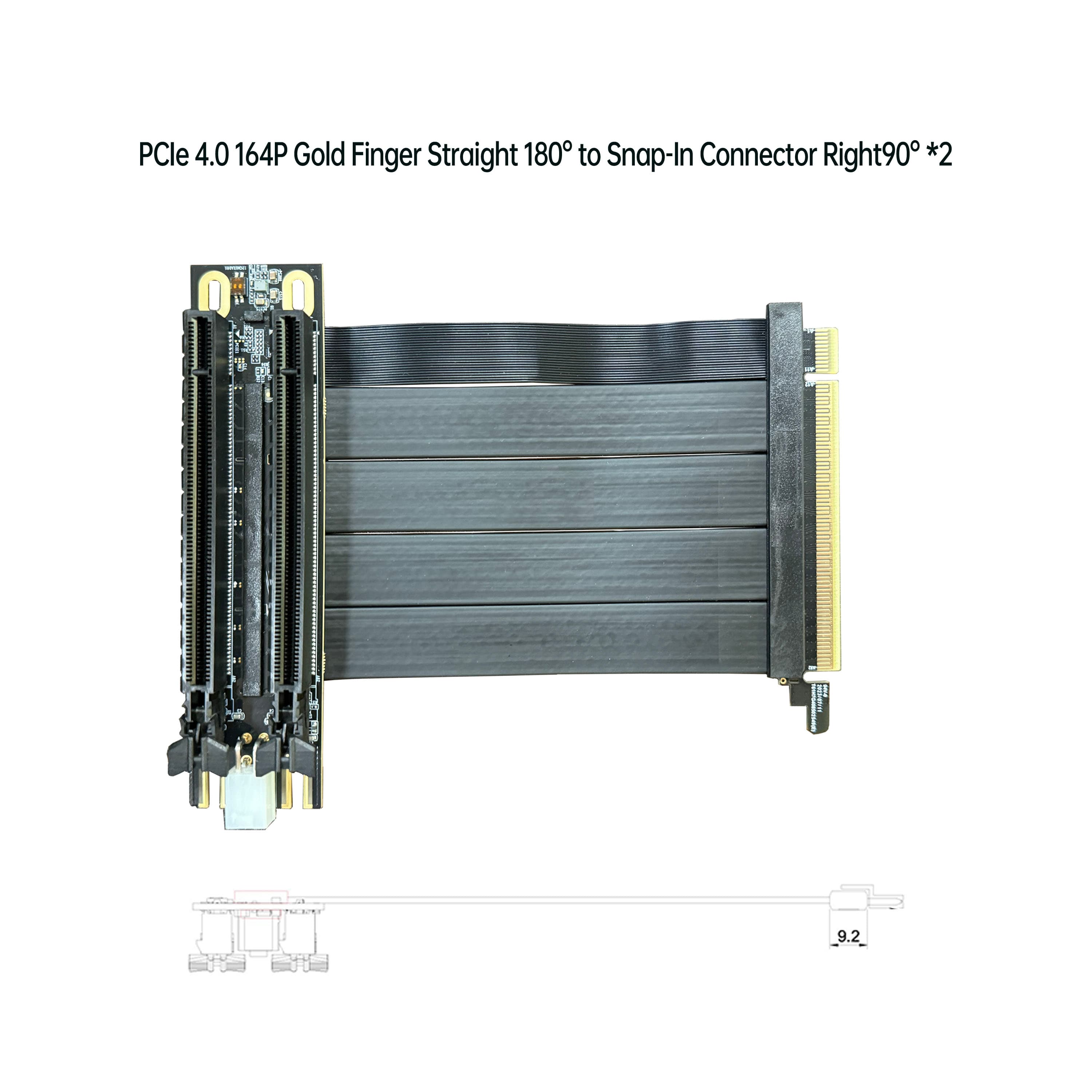 PCIe 4.0 164P 金手指 直180° 對 卡扣式連接器右角90° *2