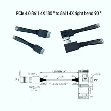 PCIe 4.0 8611 4X 180° 對 8611 4X 右側彎90°