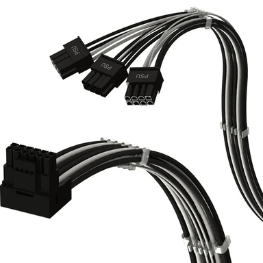  直角PCIE 5.0 16Pin（12+4）至3x8Pin |16AWG尼龍編織 相容RTX40和RTX30 FE |僅適用於ASUS/EVGA PSU