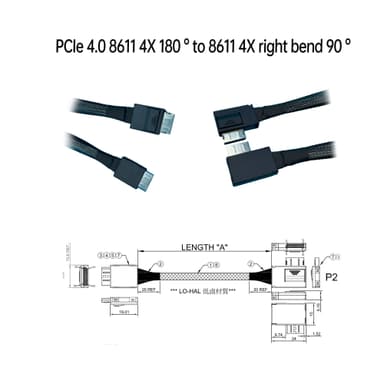 Oculink 8611 180° 對 Oculink 8611 右側彎90°