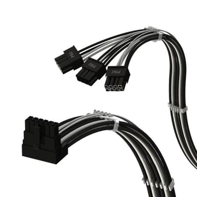  左角PCIE 5.0 16Pin（12+4）對3x8Pin |16AWG尼龍編制 相容RTX40和RTX30 FE |僅適用於ASUS/EVGA PSU
