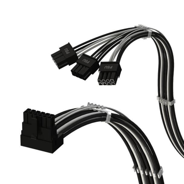  左角PCIE 5.0 16Pin（12+4）對3x8Pin |16AWG尼龍編制 相容RTX40和RTX30 FE |僅適用於ASUS/EVGA PSU
