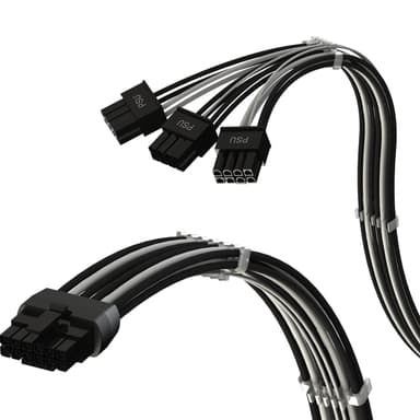 PCIe 5.0 16Pin（12+4）對 3x8Pin | 16AWG 尼龍編網 與RTX40和RTX30 FE GPU相容|僅適用於ASUS/EVGA PSU